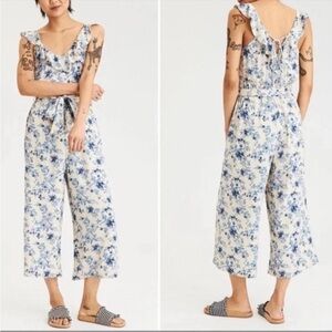 American Eagle Ruffle Culotte Floral Jumper